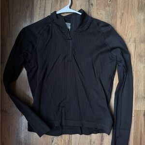 CALIA by Carrie Underwood Black Ribbed Quarter-Zip Pullover